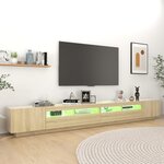 vidaXL Meuble TV avec lumières LED Chêne sonoma 300x35x40 cm