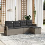 vidaXL Salon de jardin 5 Pièces avec coussins gris résine tressée