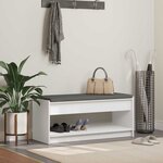 vidaXL Banc d'entrée avec coussin avec étagère Blanc 103 x 38 x 45 cm