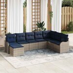 vidaXL Ensemble de canapé de jardin Gris polyrotin