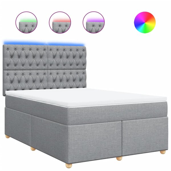 vidaXL Sommier à lattes de lit avec matelas Gris clair 140x200cm Tissu