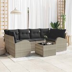 vidaXL Ensemble de canapé de jardin 7 Pièces Gris clair  coussins foncés
