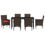 vidaXL Ensemble table et chaises avec coussin 7 Pièces Marron Rotin PE