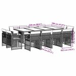 vidaXL Ensemble à manger de jardin et coussins 13 Pièces gris clair rotin