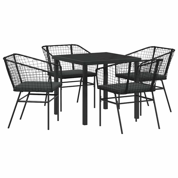 vidaXL Ensemble de salle à manger pour jardin 5 Pièces Noir polyrotin