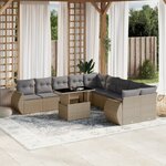 vidaXL Salon de jardin 11 Pièces avec coussins beige résine tressée
