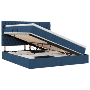 vidaXL Lit avec rangement et matelas Bleu 180 x 200 cm tissu