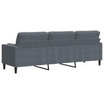 vidaXL Canapé 3 places avec oreillers gris foncé 210 cm velours