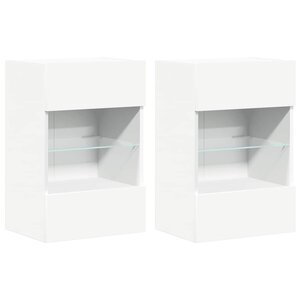 vidaXL Meubles muraux avec lumières LED pour TV 2 Pièces blanc 40x30x60 5 cm