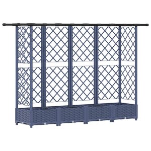 vidaXL Lit Élevé avec Treillis et Toit Gris 202 5 x 40 x 121 cm PP