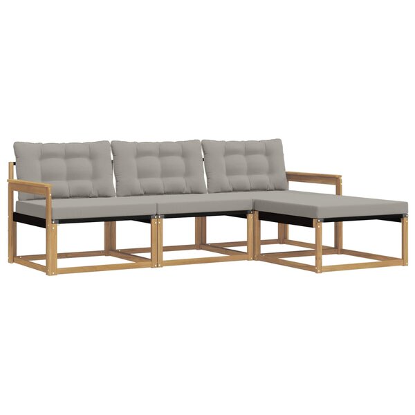 vidaXL Ensemble de canapés d'extérieur 4 pc Blanc et gris clair