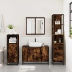 vidaXL Ensemble de meubles de salle de bain 3 Pièces Chêne fumé