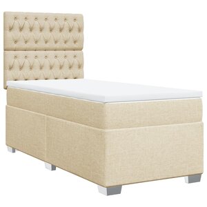 vidaXL Sommier à lattes de lit avec matelas Crème 90x200 cm Tissu