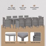 vidaXL Ensemble de Salle à Manger de Jardin de 11 Pièces avec Coussins Gris Clair Poly Rattan