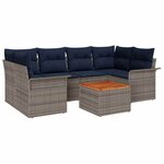 vidaXL Ensemble de canapé de jardin 7 Pièces Gris et bleu marine