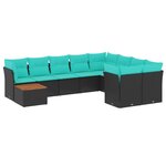 vidaXL Salon de jardin 10 Pièces avec coussins noir résine tressée