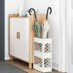 vidaXL Porte-parapluie avec stockage Blanc 28 x 12 x 41 cm Acier