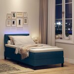 vidaXL Lit à ressorts avec matelas avec LED Bleu 90 x 200 cm tissu
