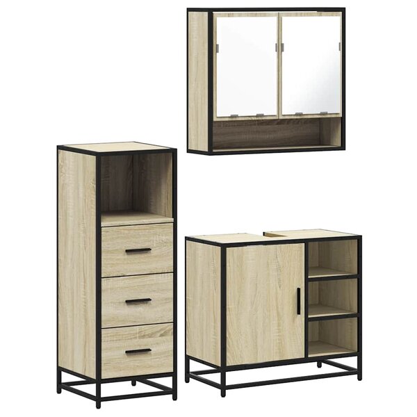 vidaXL Ensemble de meubles de salle de bain 3 Pièces chêne sonoma