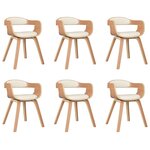 vidaXL Chaises à manger lot de 6 crème similicuir et bois courbé