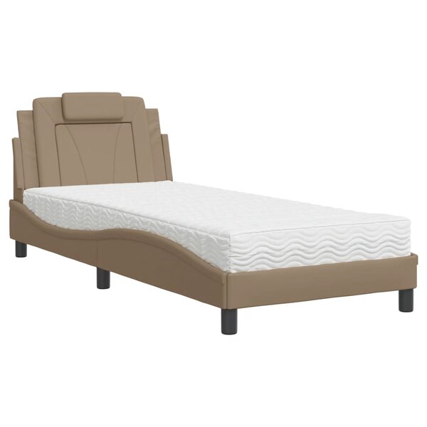 vidaXL Lit avec matelas cappuccino 80x200 cm similicuir