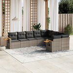 vidaXL Salon de jardin 9 Pièces avec coussins gris résine tressée