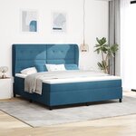 vidaXL Lit ressort avec matelas bleu foncé 180x200 cm en velours