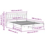 vidaXL Cadre de lit Marron 150 x 200 cm Bois massif en pin