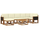 vidaXL Ensemble de canapés d'extérieur 8 pc Naturel et Crème Polyester