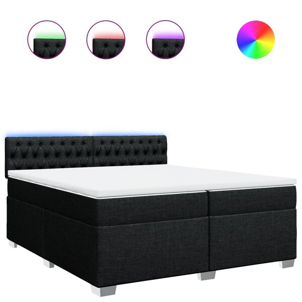 vidaXL Sommier à lattes de lit avec matelas Noir 200x200 cm Tissu