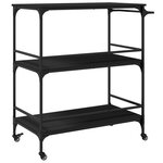 vidaXL Chariot de cuisine noir 100 5x50x105 cm bois d'ingénierie
