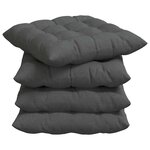 vidaXL Coussins de siège 4 pc Tissu Gris foncé 40 x 40 x 6 cm