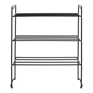 Étagère à chaussures 3 niveaux acier noir 49 5 x 25 x 60 cm