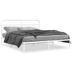 vidaXL Cadre de lit métal sans matelas et tête de lit blanc 180x200 cm