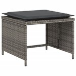 vidaXL Chaise de jardin avec tabouret gris résine tressée