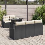 vidaXL Ensemble de canapé de jardin 6 Pièces Noir et crème polyrotin