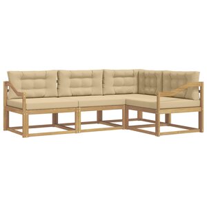 vidaXL Ensemble de canapés d'extérieur 3 Pièces Blanc et Beige Polyester