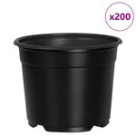vidaXL Pot à fleurs 200 Pièces Noir Ø 15 x 12 5 cm Plastique