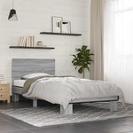 vidaXL Cadre de lit avec tête de lit Sonoma gris 80 x 200 cm