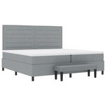 vidaXL Lit Box Spring avec matelas et banc gris clair 200x200 cm tissu