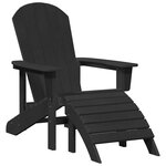 vidaXL Chaise Adirondack avec repose-pieds noire HDPE