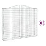 vidaXL Paniers à gabions arqués 3 Pièces 200x30x160/180 cm Fer galvanisé