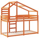 vidaXL Lit superposé avec toit cire marron 90x200cm bois de pin massif