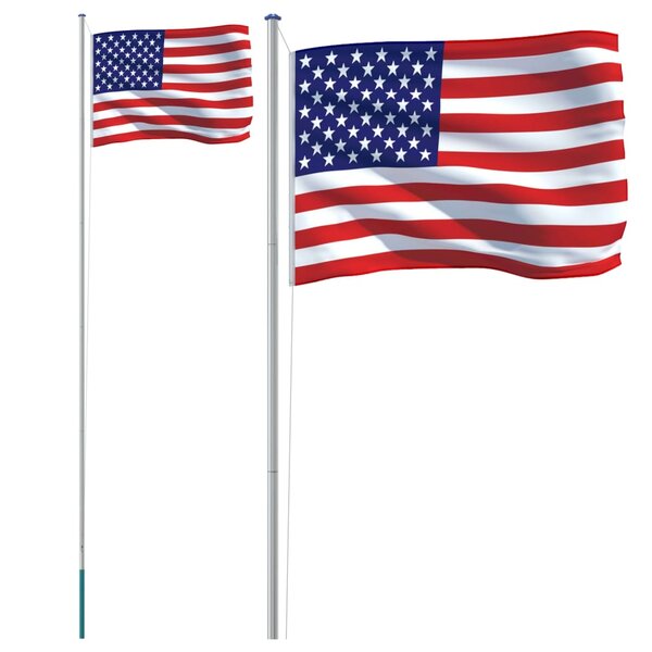 vidaXL Drapeau des États-Unis et mât 6 23 m Aluminium