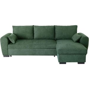 Canapé d'angle convertible réversible MAX - Méridienne avec coffre - Tissu vert foret - 240 x 143 x 85 cm