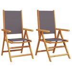 vidaXL Chaises de jardin lot de 2 anthracite bois acacia massif tissu