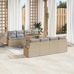 vidaXL Ensemble de canapé de jardin 9 Pièces Beige Poly rotin
