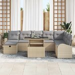 vidaXL Ensemble de canapé de jardin 9 Pièces Beige Poly rotin