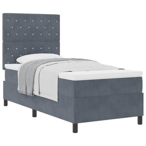 vidaXL Lit à ressorts avec matelas Gris foncé 100 x 200 cm tissu