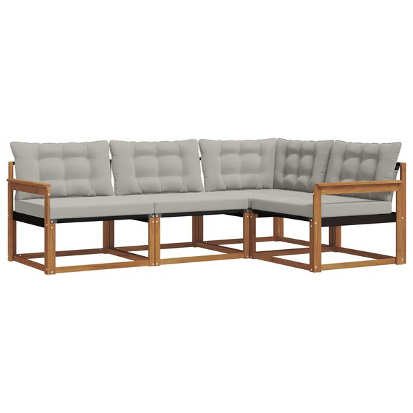 vidaXL Ensemble de canapés d'extérieur 4 pc Gris Naturel et Clair